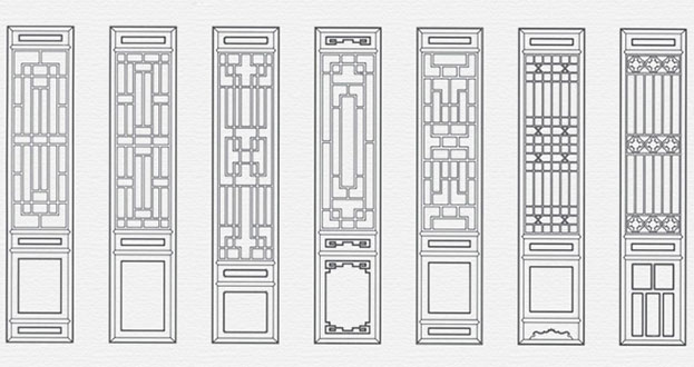 榆树常用中式仿古花窗图案隔断设计图